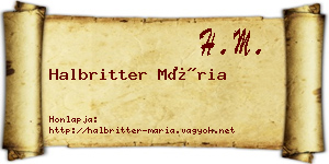 Halbritter Mária névjegykártya